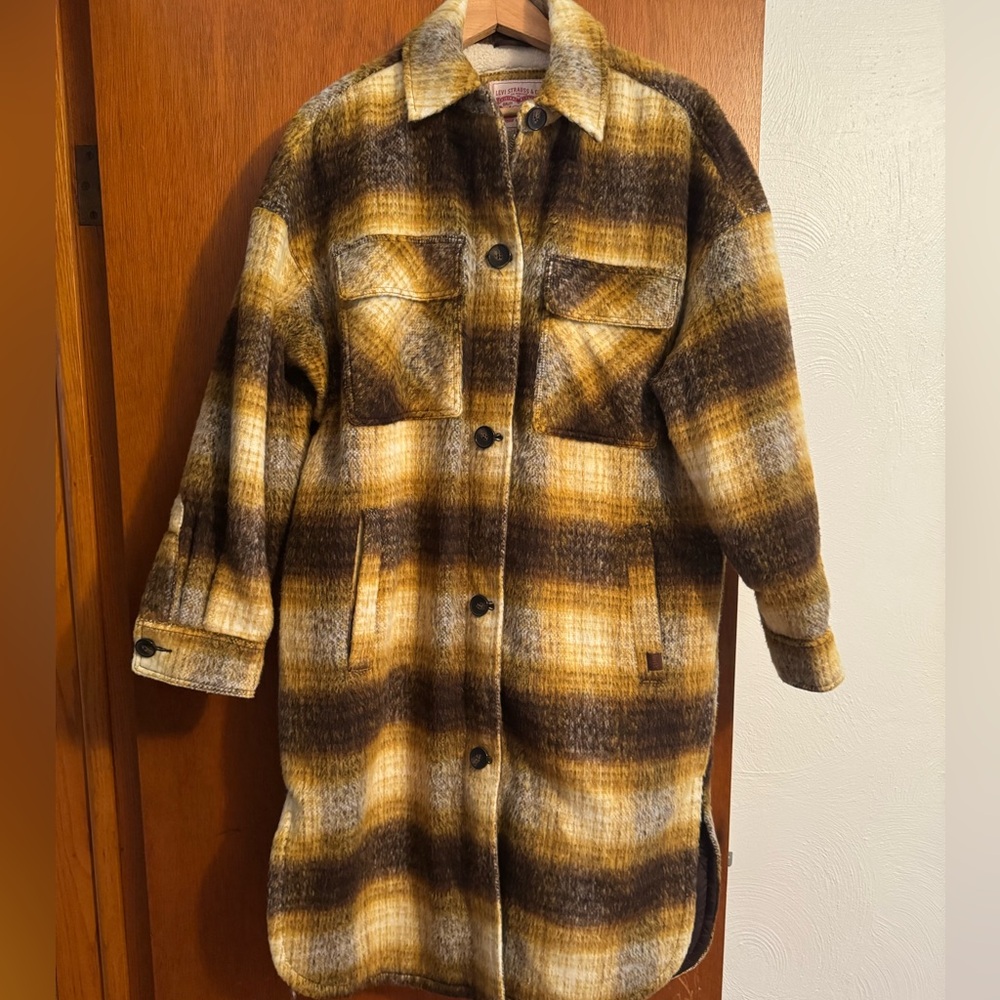 Plaid Levi’s Longline Coat - Picture 2 of 6